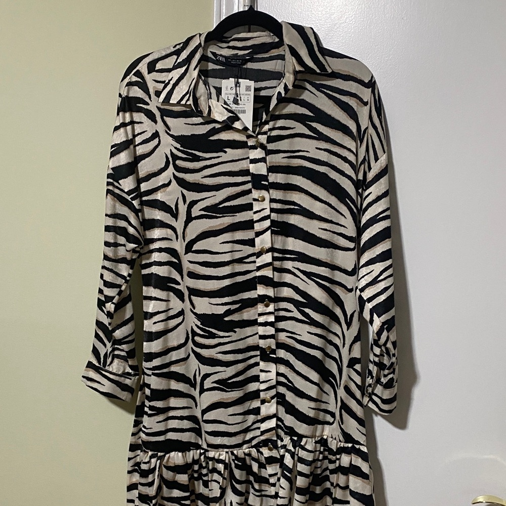 Zara Black and White Striped Dress